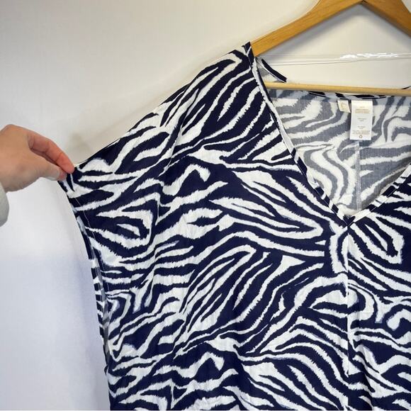 Anne Cole Zebra Print Swim Cover Up Dress navy blue white - 22/24 - Picture 4 of 9